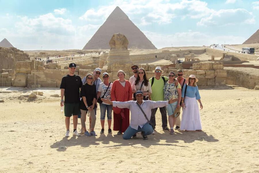 Discover Cairo: Pyramids, Museum & Sphinx Tour from Hurghada - Standing before the Giza Pyramids
