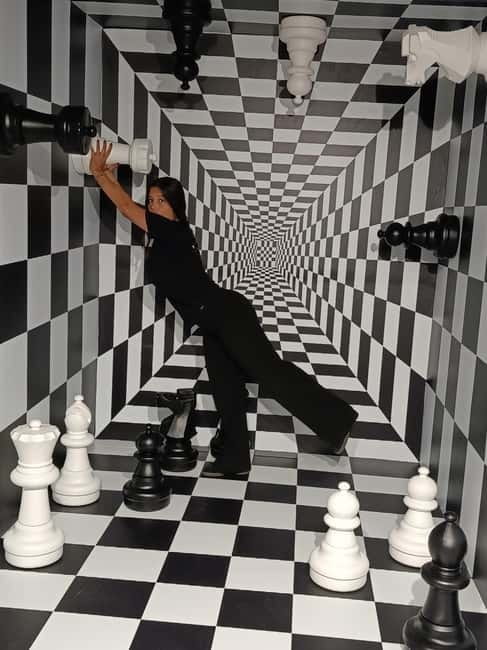 Entrance to the Bilbao Illusions Museum - The optical works: more than 40 ways to fool your eyes