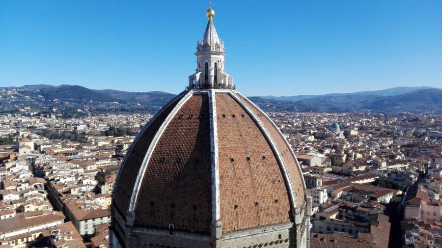 Florence: Baptistery, Duomo Museum, Cathedral, & Bell Tower - Giotto’s Bell Tower and the view back to the dome