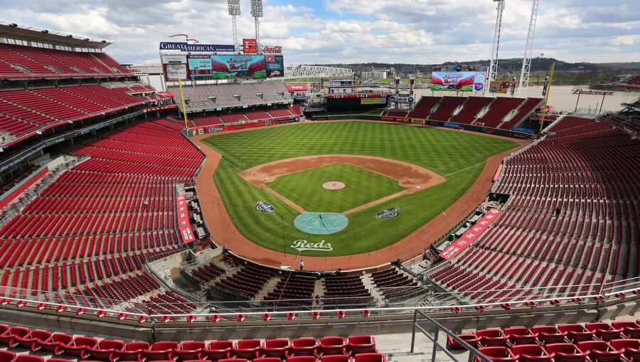 Great American Ball Park Tour with Reds HOF & Museum Entry - The field, warning track, and dugouts