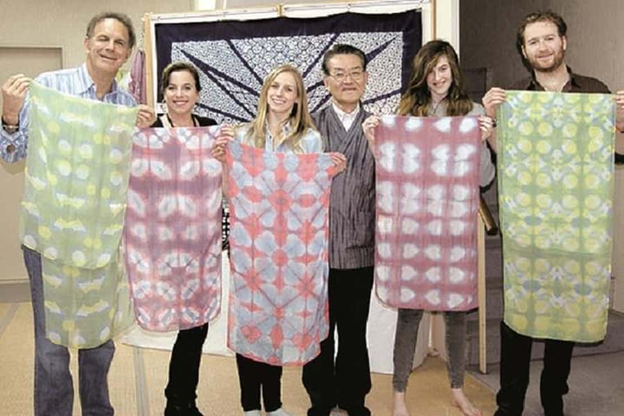Itajime Shibori Scarf Class at Kyoto Shibori Museum - The Museum Displays Make the Waiting Time Useful